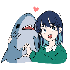 [LINEスタンプ] サメさんとサメ好きな女の子の日常
