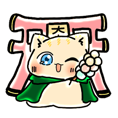 [LINEスタンプ] 神社のねこのしろちゃん