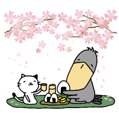 [LINEスタンプ] 【春の花々】はんなりハシビロコウと猫