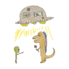 [LINEスタンプ] 恐竜と宇宙人