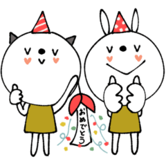 [LINEスタンプ] mottoのvうさぎ＆vねこ♡日常