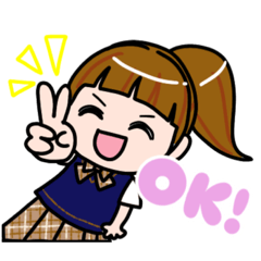 [LINEスタンプ] ポニテ制服ガールの平和な暮らし