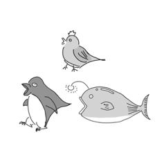 [LINEスタンプ] ペンギンとトリとチョウチンアンコウ