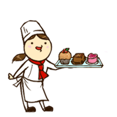 [LINEスタンプ] お店のお知らせをするパティシエさん