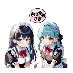 [LINEスタンプ] アクアツインメイドガール