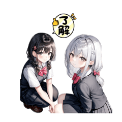 [LINEスタンプ] ホワイトツインスクールガール