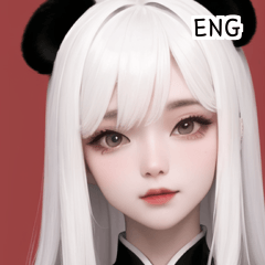 [LINEスタンプ] ENG かわい白いパンダの女の子の画像（メイン）