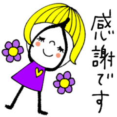 [LINEスタンプ] mottoの大人ぱっつんボブ♡感謝