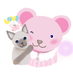 [LINEスタンプ] クマちゃんと猫さんとピョぴょ。