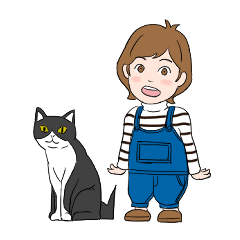 [LINEスタンプ] ショートカットの女の子とネコ3