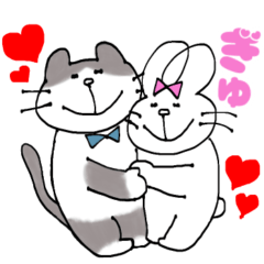 [LINEスタンプ] やさしいネコチャン＆ときめきウサチャン1