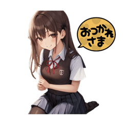 [LINEスタンプ] 正座しているブラウンスクールガール2