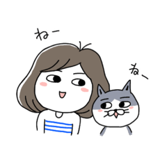 [LINEスタンプ] ボブ子とハチワレねこ