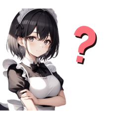 [LINEスタンプ] 腕組みする黒髪メイドガール