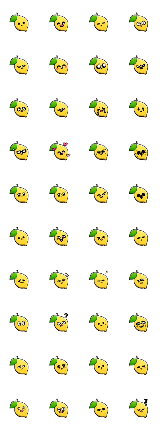 レモンの表情のスタンプ詳細