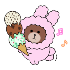 [LINEスタンプ] ふわかわ♡うさぎBROWN