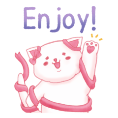 [LINEスタンプ] 幸運の白猫_Englishバージョン