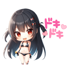 [LINEスタンプ] ちびキャラ ランダム水着ガール