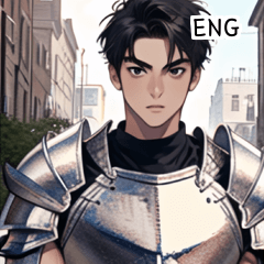 [LINEスタンプ] ENG RPG 筋肉騎士少年の画像（メイン）
