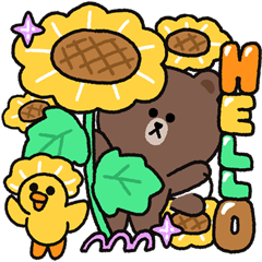 [LINEスタンプ] 日常に花を咲かせる (Brown and friends)