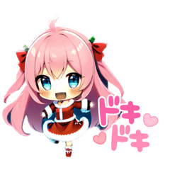 [LINEスタンプ] ちびキャラ ピンクサンタクロースガール