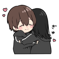 [LINEスタンプ] 黒パーカーくんと黒パーカーちゃん