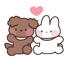 [LINEスタンプ] こうさぎとこいぬはもっちもち！