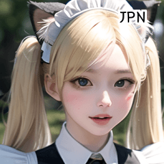[LINEスタンプ] JPN かわいい猫メイドの女の子