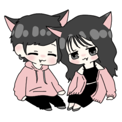 [LINEスタンプ] 猫耳ツンデレ彼女と甘々彼氏