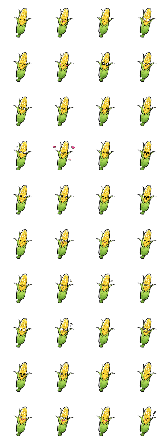 トウモロコシの表情のスタンプ詳細